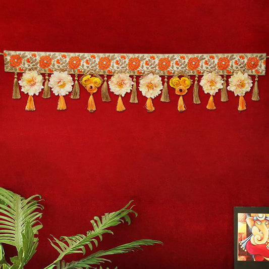 Webelkart Multicolor Rose Flower With Khatushyam Handmade Door Hanging/Bandarwal/Toran for Diwali Deccor |Traditional Bandarwal for Door (40" Inches) (Design -5)