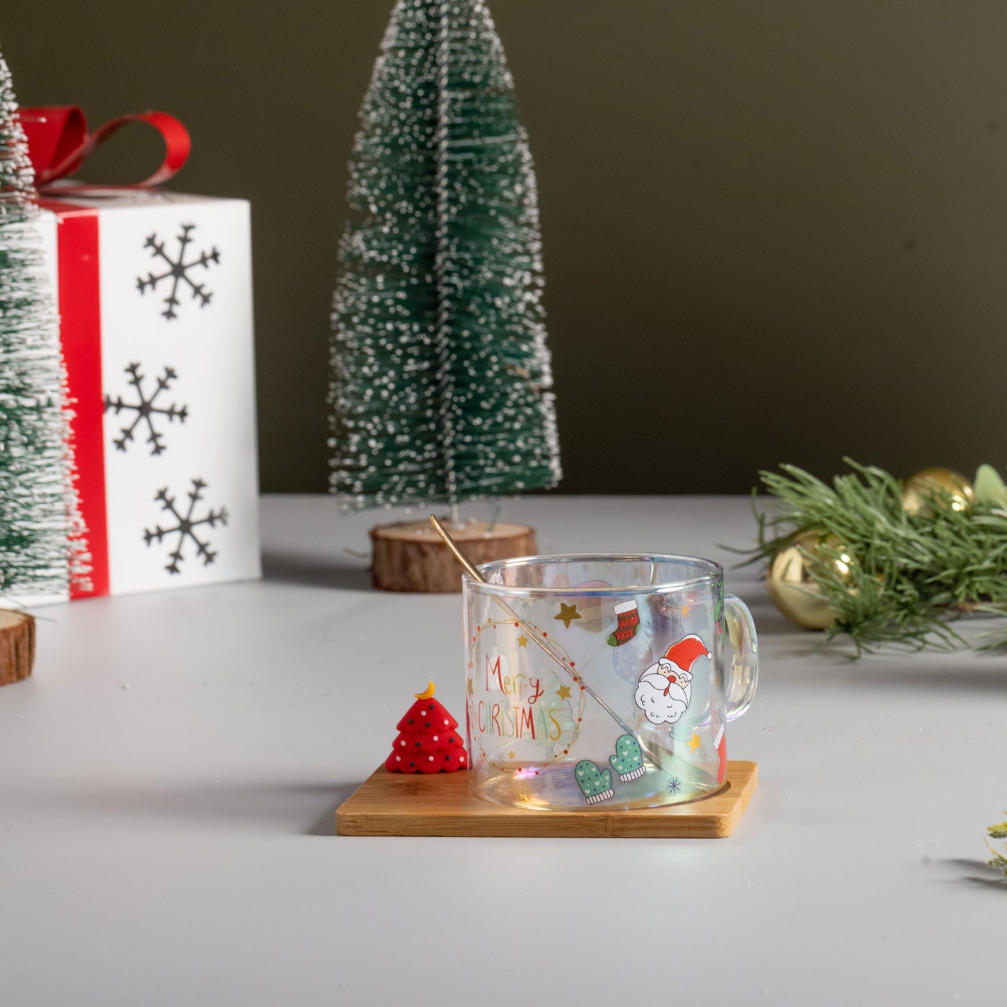 Glass Mug with Wooden plate