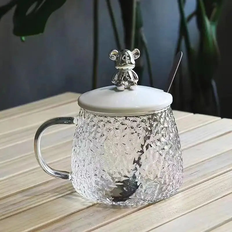Nordic Textured Glass Teddy Mug