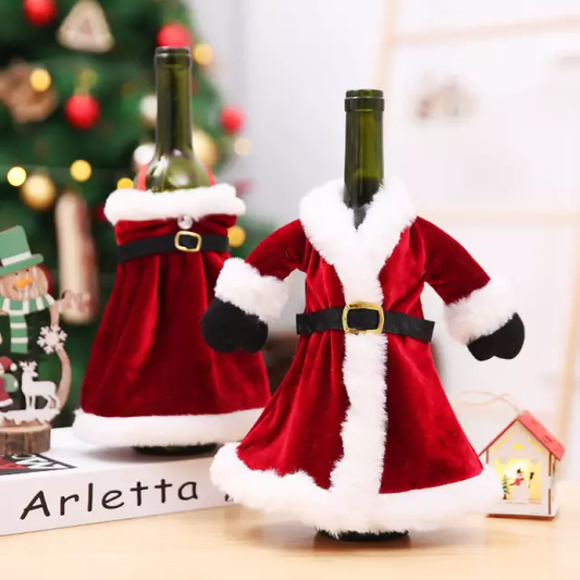 Velvet Dress Christmas Wine Bottle Cover
