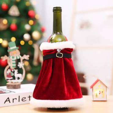 Velvet Dress Christmas Wine Bottle Cover