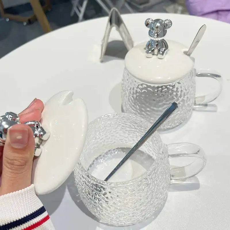 Nordic Textured Glass Teddy Mug