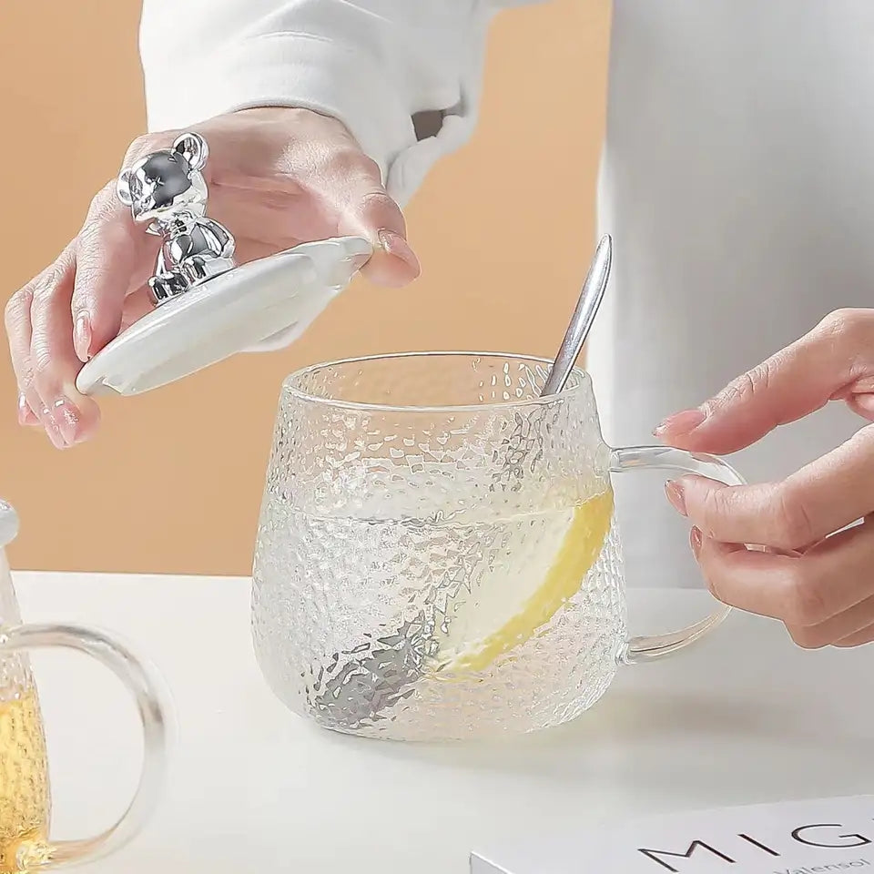 Nordic Textured Glass Teddy Mug
