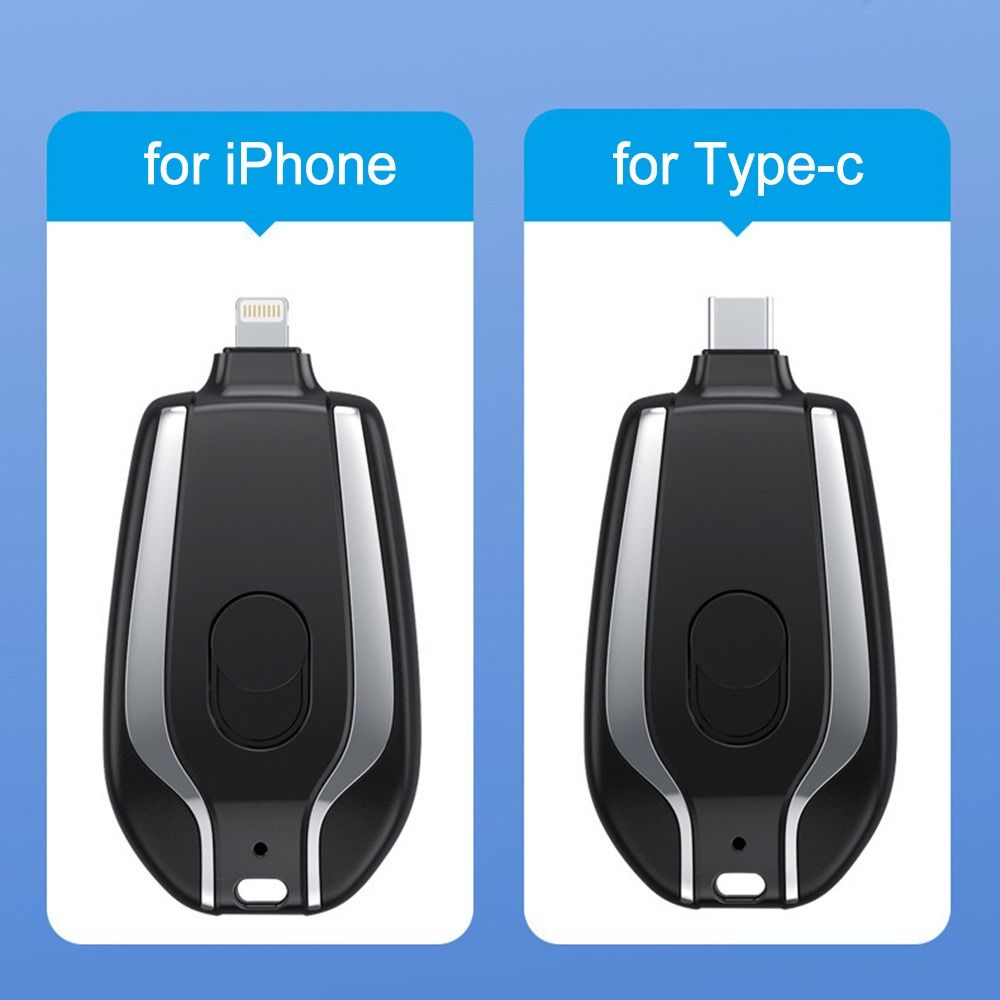 Klyp: 1500mAh Keychain Power Bank – Compact Emergency Charger with Built-In Connector for iPhone & Type-C Devices, Pocket-Friendly & Rechargeable