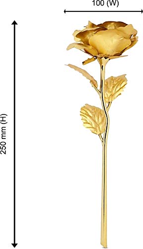 Webelkart Premium Plastic Valentine Gift for Girls Boys Girlfriend Boyfriend Husband Wife Love Couple Decorative 24K Gold Plated Artificial Rose Flower with Box (Gold, 10 Inches), Artificial Gold Rose