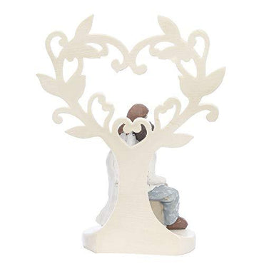 Webelkart Ceramic Romantic Valentine Love Couple Sitting Statue Showpiece, 16cm, White, 1 Piece