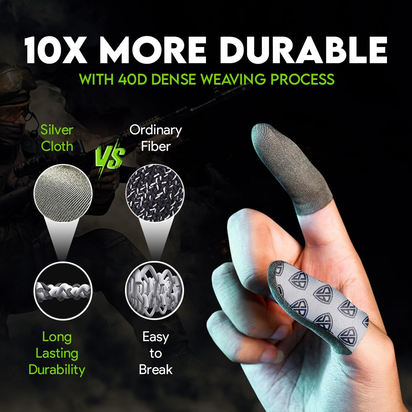 SpinBot Silver-Cloth Thumb & Finger Sleeves for Pubg, Free Fire, COD Mobile,etc