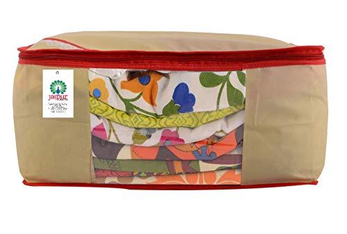 JaipurCrafts 12 Pieces Non Woven Saree Cover Set, Beige (40 x 30 x 20 cm)