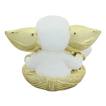 Webelkart Gold Plated Lord Ganesha Musician for Car Dashboard Statue Ganpati Figurine God of Luck & Success Diwali Gifts Home Decor (Size: 3.00 x 2.50 inches)