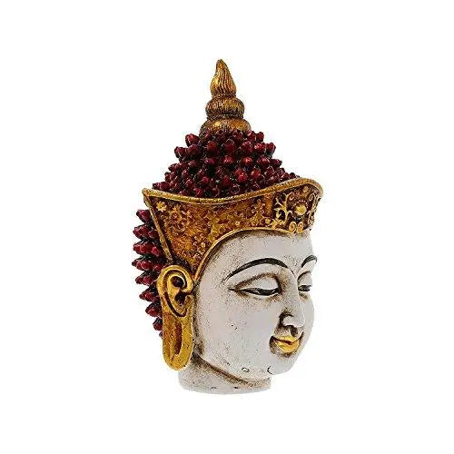 JaipurCrafts Golden and Red Handcrafted Gautam Buddha Polyresin Showpiece (17 cm x 10.40 cm x 12.70 cm, Black)