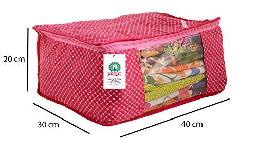 JaipurCrafts 12 Pieces Quilted Polka Dots Cotton Saree Cover Set, Pink (45 x 30 x 20 cm)