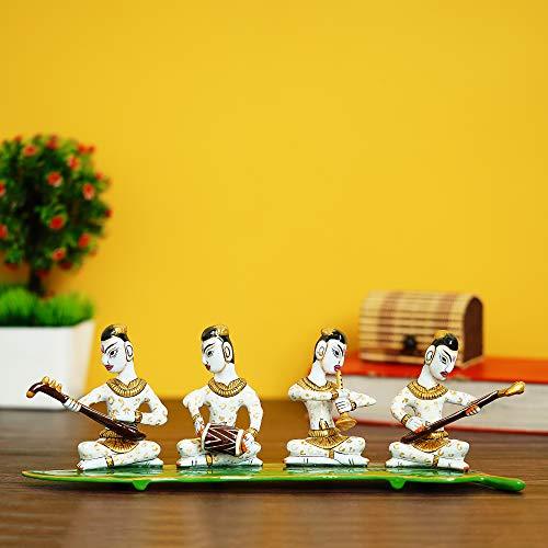 Webelkart Hand-Painted Rajasthani Musician Group Metal Figurine - 13.50 Inch x 4 Inch x 3 Inch (Metal, Multi-Color)