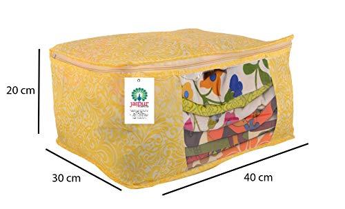 JaipurCrafts 12 Pieces Golden Print Premium Non Woven Saree Cover Set, Gold (40 x 30 x 20 cm)
