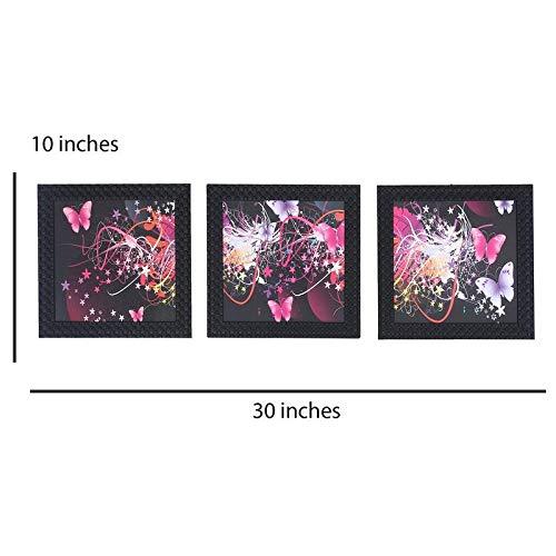 JaipurCrafts Butterfly Set of 3 Framed UV Digital Reprint Painting (Wood, Synthetic, 26 cm x 76 cm)