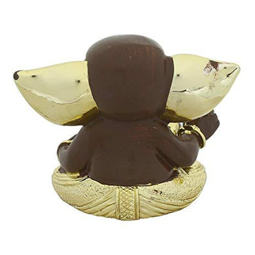 Webelkart Gold Plated Lord Ganesha for Car Dashboard Statue Ganpati Figurine God of Luck & Success Diwali Gifts Home Decor (Size: 3.00 x 2.50 inches)
