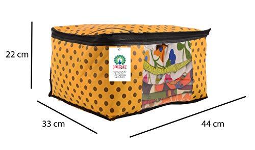 JaipurCrafts 12 Pieces Polka Dots Non Woven Saree Cover Set, Yellow (45 x 35 x 21 cm)