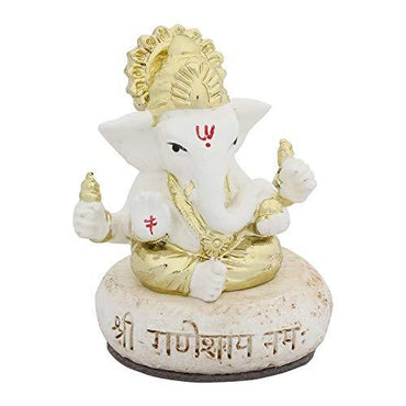 Webelkart Gold Plated Lord Ganesha for Car Dashboard Statue Ganpati Figurine God of Luck & Success Diwali Gifts Home Decor (Size: 2.75 x 2.25 inches)