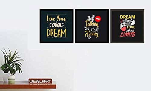 Webelkart Designer Motivational/Funny Quote Photo Wood Frame Without Glass, 10 x 10 in (Multicolour) -Set of 3