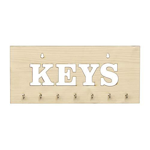 JaipurCrafts Keys Wooden Key Holder (29 cm x 13.5 cm x 0.4 cm, Beige)- 7 Hooks