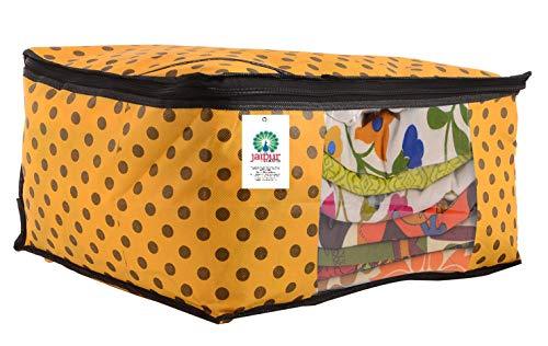 JaipurCrafts 12 Pieces Polka Dots Non Woven Saree Cover Set, Yellow (45 x 35 x 21 cm)
