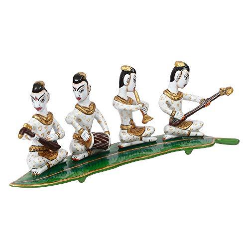 Webelkart Hand-Painted Rajasthani Musician Group Metal Figurine - 13.50 Inch x 4 Inch x 3 Inch (Metal, Multi-Color)