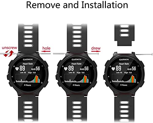 Zitel Band for Garmin Forerunner 735XT, 220, 230, 235, 235 Lite, 620, 630, Approach S20,S6,S5, Silicone Strap - Black/Gray
