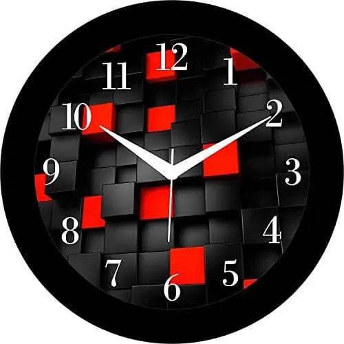 JaipurCrafts Plastic Wall Clock (Black and Blue, 2 X 12 X 12 Inch)