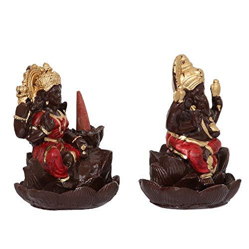 JaipurCrafts Premium Lord Laxmi Ganesha Smoke Fountain Showpiece for Diwali Poojan (Set of 2)