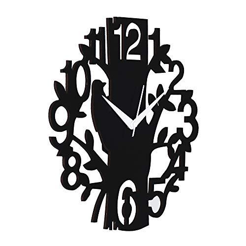 JaipurCrafts Designer Tree and Bird Round Wood Wall Clock (Black)