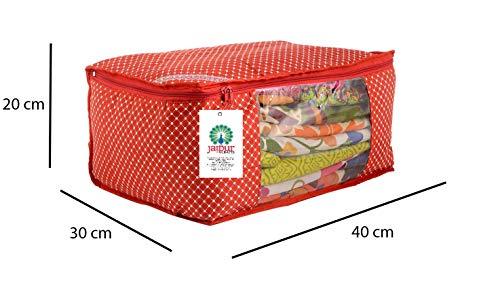 JaipurCrafts 12 Pieces Quilted Polka Dots Cotton Saree Cover Set, Red (45 x 30 x 20 cm)