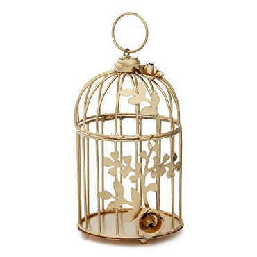 Webelkart Gold Colour Metal Iron Bird Cage Tea Light Holder with Flower Vine