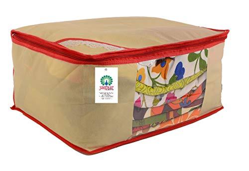JaipurCrafts 12 Pieces Non Woven Saree Cover Set, Beige (40 x 30 x 20 cm)