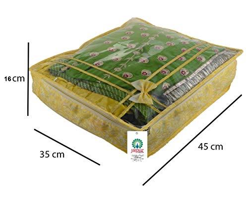 JaipurCrafts 12 Pieces Flowers Print Non Woven Saree Cover Set, Gold (45 x 35 x 16 cm)