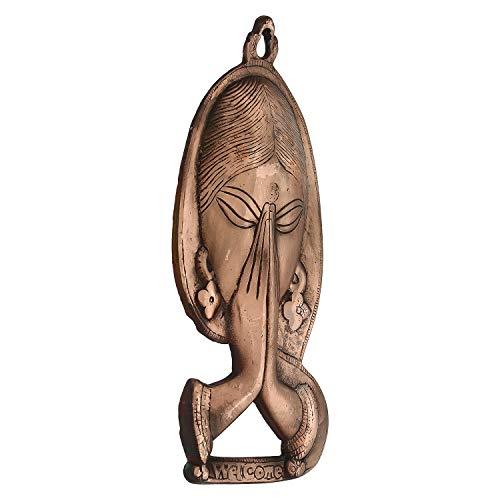 Webelkart Welcome Lady Metal Wall Hanging (13 cm x 2.54 cm x 27 cm, Brown)
