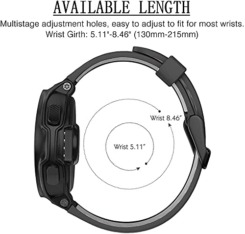 Zitel Band for Garmin Forerunner 735XT, 220, 230, 235, 235 Lite, 620, 630, Approach S20,S6,S5, Silicone Strap - Black/Gray