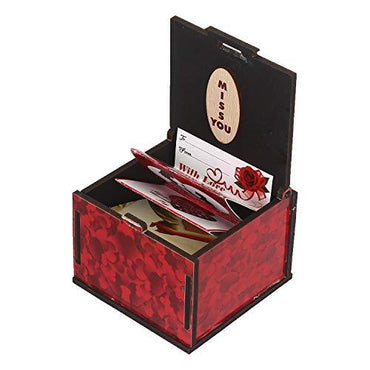 Webelkart Artificial Box (Red, 1 Wood Box With 8 Fold Greeting Card)