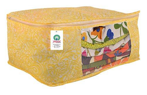 JaipurCrafts 12 Pieces Golden Print Premium Non Woven Saree Cover Set, Gold (40 x 30 x 20 cm)