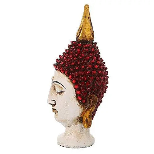 JaipurCrafts Golden and Red Handcrafted Gautam Buddha Polyresin Showpiece (15 cm x 10.40 cm x 12.70 cm, Black)