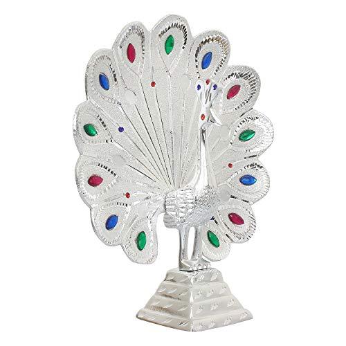 JaipurCrafts Premium Aluminium Meenakari Peacock Figurine Showpiece- 9 in