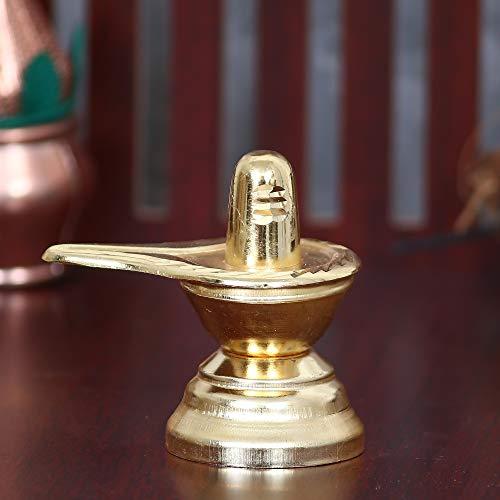 Webelkart Gold Plated Small Shiv Ling, Shivling for Pooja, Brass Idol for Home, Showpieces for Home Decor, Gift for Housewarming