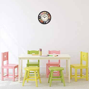 Webelkart Premium 12-inch Wall Clock - Antique Dial (Ajanta Step Movement, Black Colored Frame)