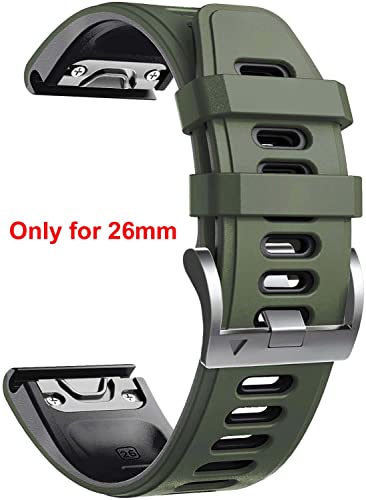 Zitel Band for Fenix 8 51mm, 7X/7X Pro, 6X/6X Pro, 5X/5X Plus, 3/3 HR, Descent MK1, Enduro, 26mm Sport Strap- Green/Black