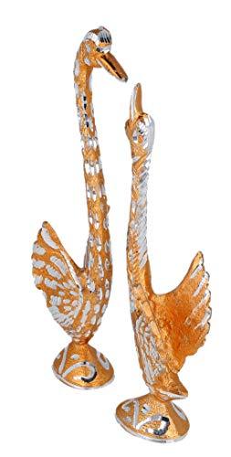 JaipurCrafts Aluminium Pair Of Kissing Duck Showpiece, 10.25 IN, Silver, 1 Piece