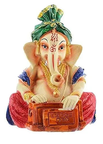 JaipurCrafts Polyresin Lord Ganesha Musician Showpiece, 4 IN, Multicolour, 5 Piece