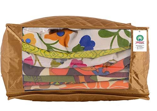 JaipurCrafts 1 Pcs Satin Fabric Saree Cover, 15 Sarees, Gift Set, Gold