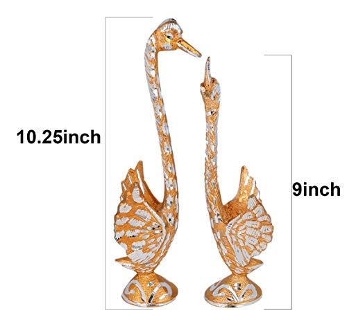 JaipurCrafts Aluminium Pair Of Kissing Duck Showpiece, 10.25 IN, Silver, 1 Piece