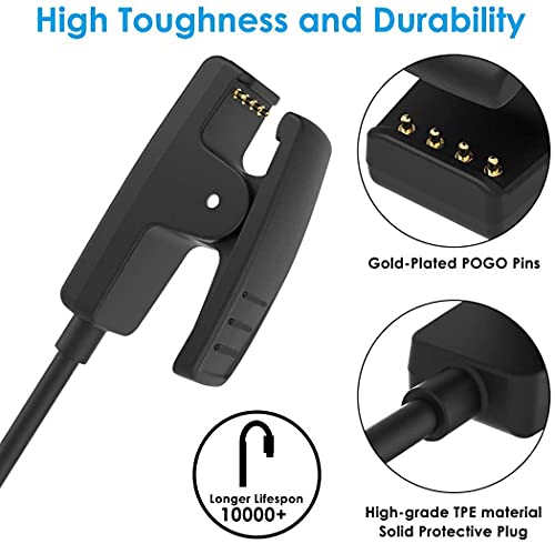 Zitel Charger for Garmin Forerunner 35 35J 64 230 235 630 645, 735XT, Lily, Approach G10 S20, Vivomove HR - USB Charging Cable 100cm