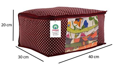 JaipurCrafts 12 Pieces Quilted Polka Dots Cotton Saree Cover Set, Maroon (40 x 30 x 20 cm)
