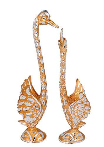 JaipurCrafts Aluminium Pair Of Kissing Duck Showpiece, 10.25 IN, Silver, 1 Piece