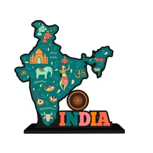 JaipurCrafts Wooden India Map Motivational Quotes Table Decoration For Office Desk | Home Decor Item | Living Room | Modern Art Wood Showpiece Gift Items